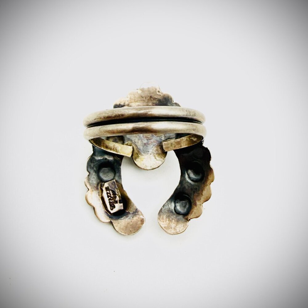 T. YAZZIE NAVAJO STERLING TURQUOISE NAJA RING SIZE 8.5 - Picture 5 of 5